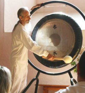 mehtab playing the gong