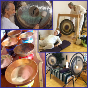 gong therapy collage