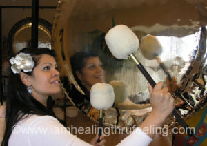 woman with gong
